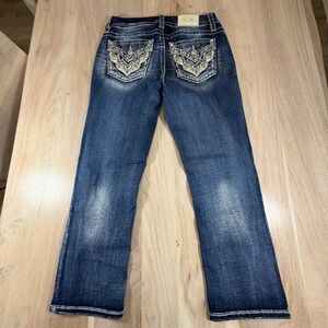Miss Me Curvy Crop Bling Y2K Jeans Mid Rise Size 27 Womens